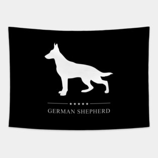 German Shepherd Dog White Silhouette Tapestry