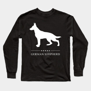 German Shepherd Dog White Silhouette Long Sleeve T-Shirt