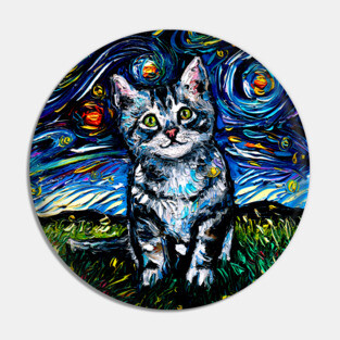 Gray Tabby Kitten Night Pin