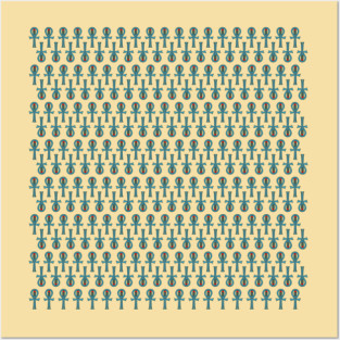 Blue Ankh pattern Posters and Art