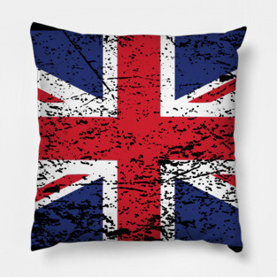 UK flag distressed Pillow
