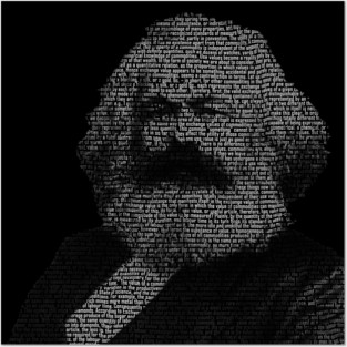 Karl Marx word portrait using passages from 'Das Kapital' Posters and Art