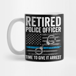 Retired Police Officer Thin Blue Line Flag Retirement Mug