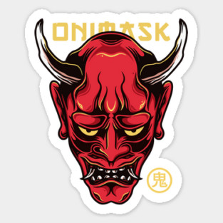 Japanese Oni Mask Tattoo Art Style Sticker