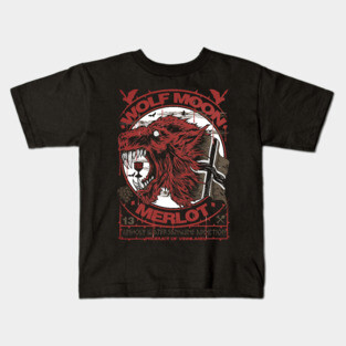 "WOLF MOON MERLOT" Kids T-Shirt