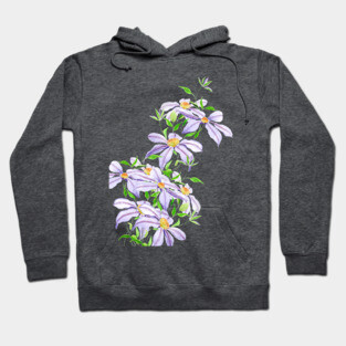 climbing purple clematis florida watercolor Hoodie
