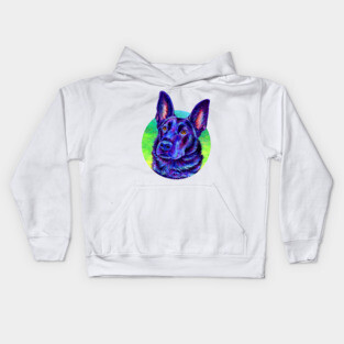 Colorful Black German Shepherd Dog Kids Hoodie