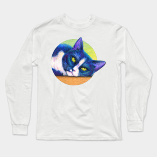 Cute Colorful Tuxedo Cat Long Sleeve T-Shirt