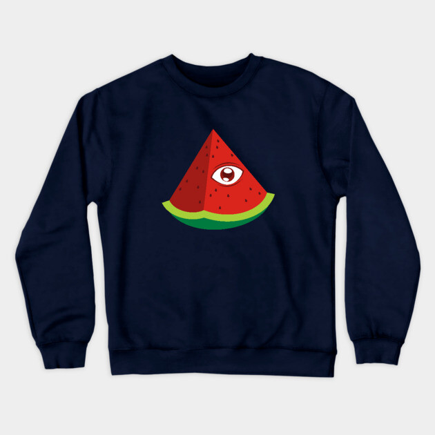 Illuminati Watermelon Crewneck Sweatshirt by dumbshirts