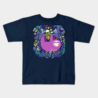 Purple Sloth Kids T-Shirt