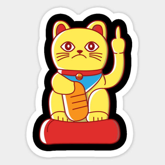 Middle Finger Mis-Fortune Cat Sticker by dumbshirts