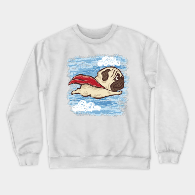 Flying Pug dog Crewneck Sweatshirt by sanogawa