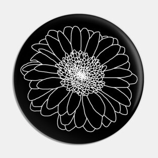 Minimal White Line Gerbera Floral Line Art Pin