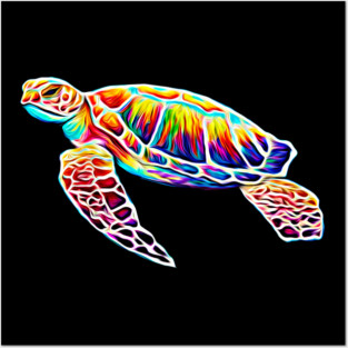 Rainbow Sea Turtle Posters and Art