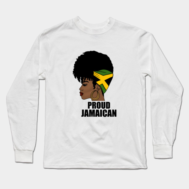 Jamaica Flag, Proud Jamaican Woman, Jamaica Flag, Afro Rasta Long Sleeve T-Shirt by logiamerch