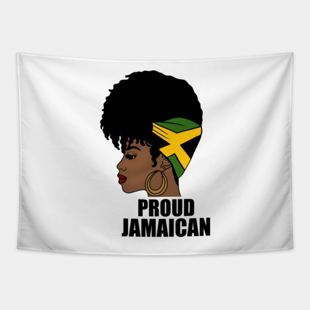 Jamaica Flag, Proud Jamaican Woman, Jamaica Flag, Afro Rasta Tapestry by logiamerch