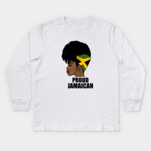 Jamaica Flag, Proud Jamaican Woman, Jamaica Flag, Afro Rasta Kids Long Sleeve T-Shirt