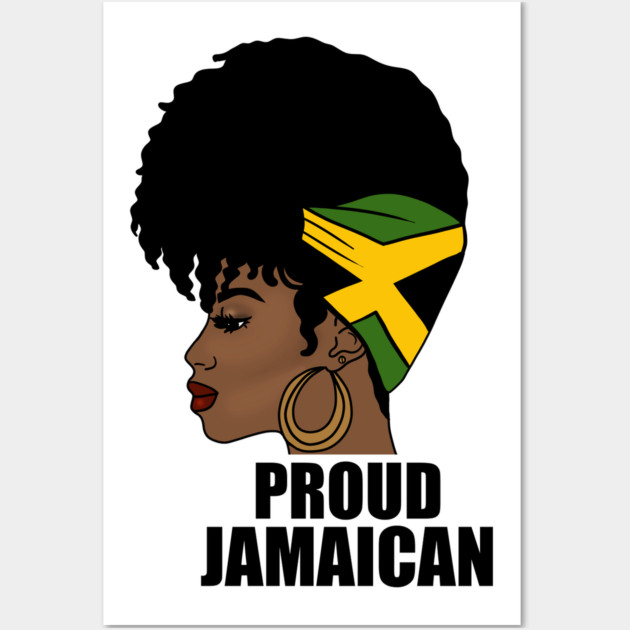 Jamaica Flag, Proud Jamaican Woman, Jamaica Flag, Afro Rasta Wall Art by logiamerch