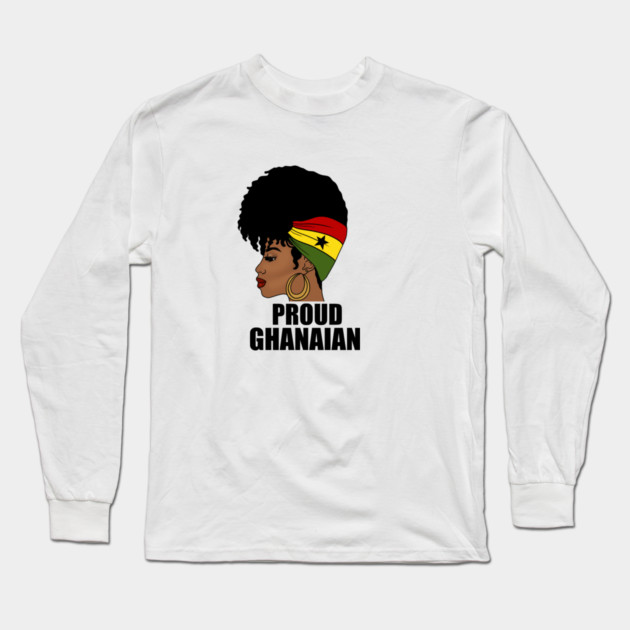 Ghana Flag, Proud Ghanaian Woman, Love Ghana, West Africa Long Sleeve T-Shirt by logiamerch