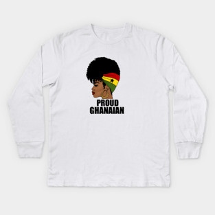 Ghana Flag, Proud Ghanaian Woman, Love Ghana, West Africa Kids Long Sleeve T-Shirt