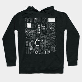 Art Supplies Doodle White Line Drawing Hoodie