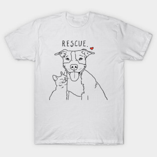 Rescue Pit Bull and Cat T-Shirt