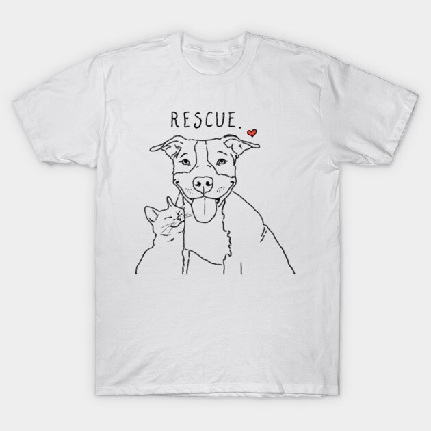 Rescue Pit Bull and Cat Rescue Animals T-Shirt TeePublic