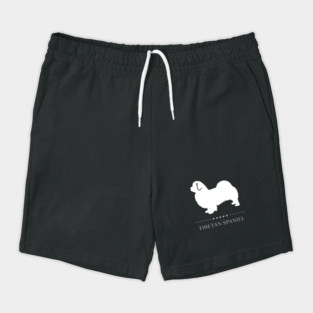 Tibetan Spaniel Dog White Silhouette Shorts