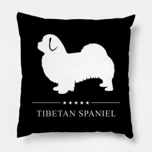 Tibetan Spaniel Dog White Silhouette Pillow