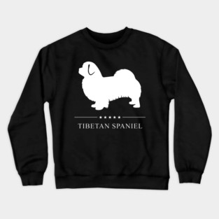 Tibetan Spaniel Dog White Silhouette Crewneck Sweatshirt
