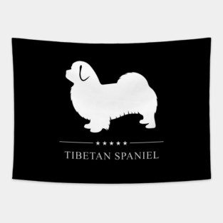 Tibetan Spaniel Dog White Silhouette Tapestry