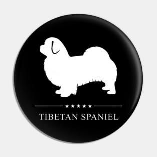 Tibetan Spaniel Dog White Silhouette Pin