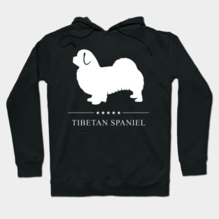 Tibetan Spaniel Dog White Silhouette Hoodie