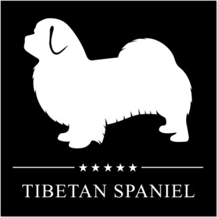 Tibetan Spaniel Dog White Silhouette Posters and Art