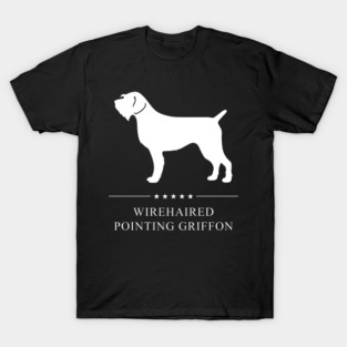 Wirehaired Pointing Griffon Dog White Silhouette T-Shirt
