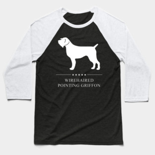 Wirehaired Pointing Griffon Dog White Silhouette Baseball T-Shirt