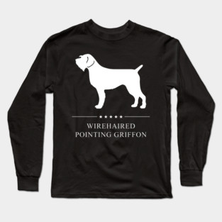 Wirehaired Pointing Griffon Dog White Silhouette Long Sleeve T-Shirt