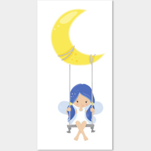 Stardust Fairy, Cute Fairy, Fairy On A Swing, Moon Posters and Art