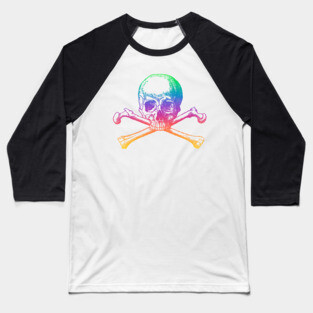 Rainbow skull and crossbones Baseball T-Shirt