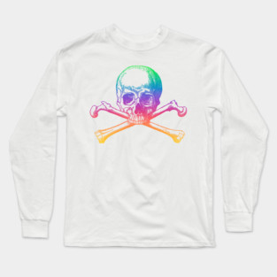 Rainbow skull and crossbones Long Sleeve T-Shirt