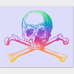 Rainbow skull and crossbones Posters and Art