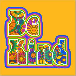 Be Kind Hippie Flowers Posters and Art
