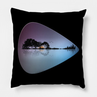 Guitar Pick Lake Reflections Music Lover Pillow