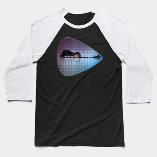 Guitar Pick Lake Reflections Music Lover Baseball T-Shirt