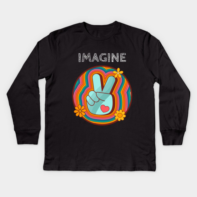 Can You Imagine Peace? Kids Long Sleeve T-Shirt by MCALTees
