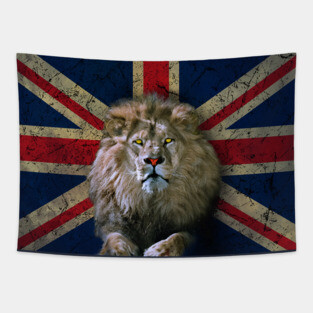 Union Jack With Barbary Lion Tapestry