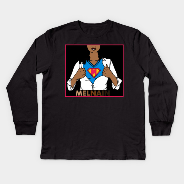 Afro African Woman, Melanin Superhero Kids Long Sleeve T-Shirt by logiamerch