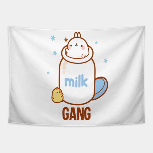 Milk Gang Funny Meme Tapestry by DrollDrifter