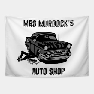 Mrs Murdock's Auto Shop Tapestry