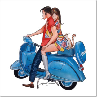 Vespa Couple Posters and Art